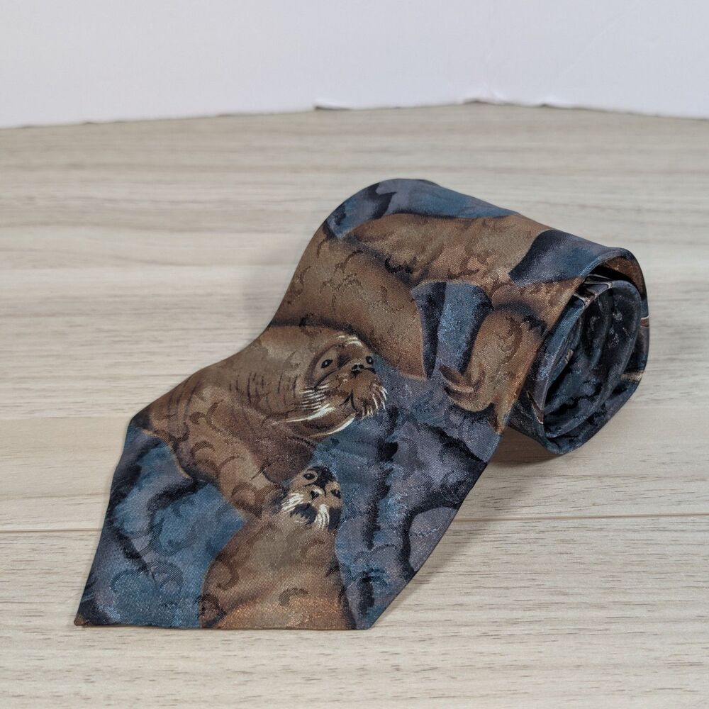 Lost Kingdom Walrus Seals Tie Marine Animal Novelty Mens Necktie